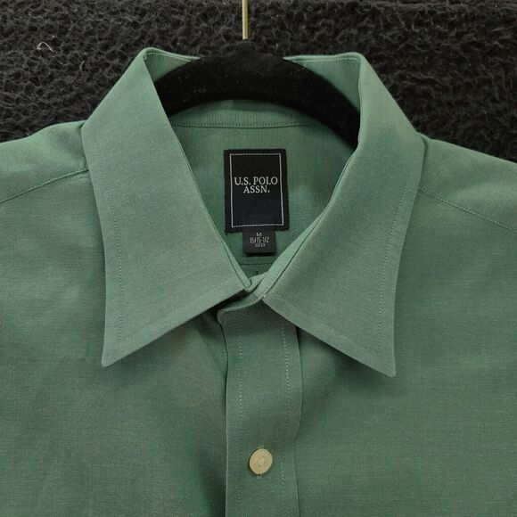 U.S. Polo Assn. Mens Button Up Shirt Green Size Medium Cotton Blend Long Sleeve - Picture 10 of 13